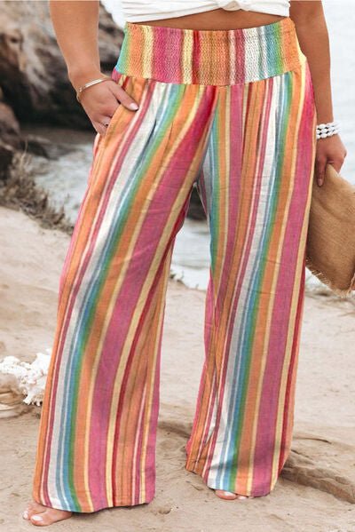 Plus Size Striped Wide Leg Pants - Flip Flop Dynasty