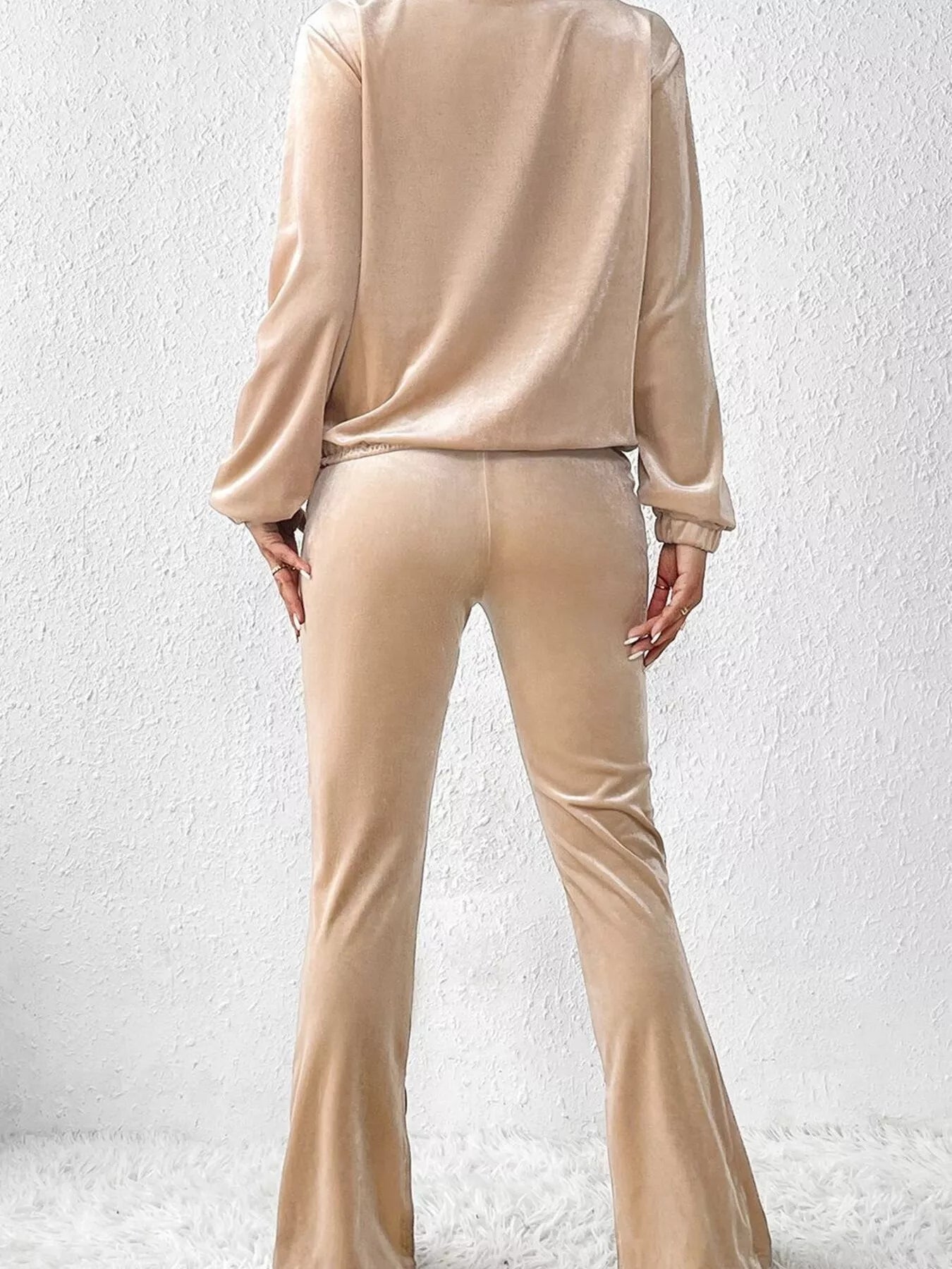 Plus Size Surplice Long Sleeve Top and Pants Set - Flip Flop Dynasty