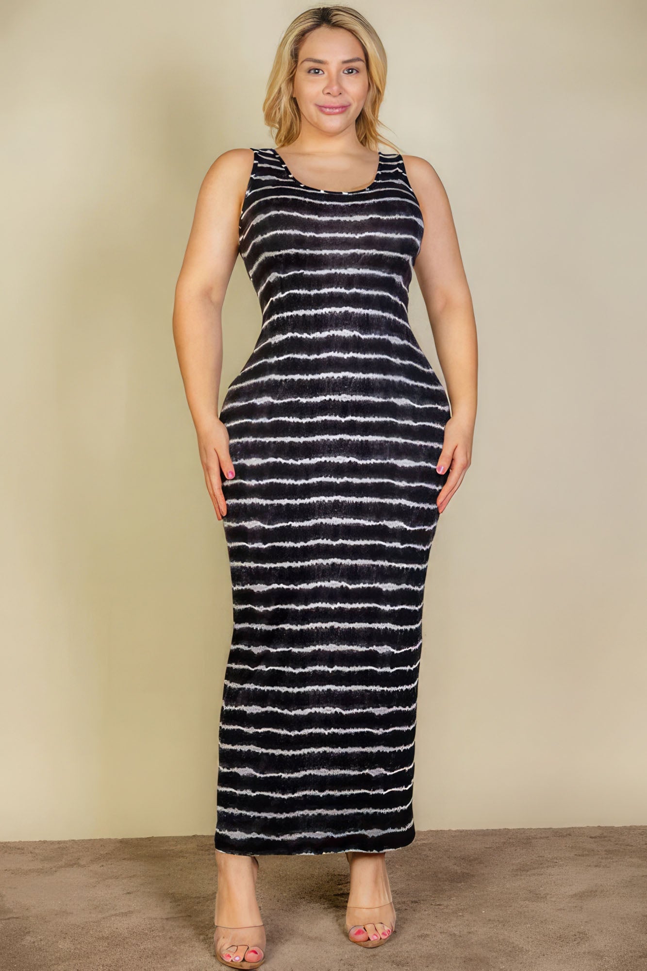 Plus Size Tie Dye Printed Tank Bodycon Maxi Dress - Flip Flop Dynasty