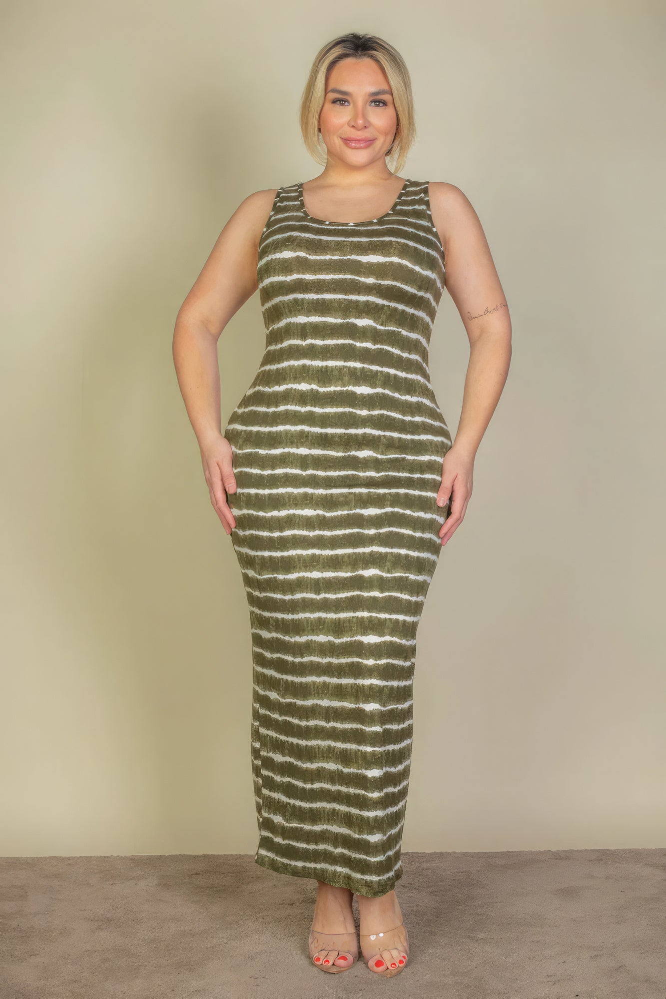 Plus Size Tie Dye Printed Tank Bodycon Maxi Dress - Flip Flop Dynasty