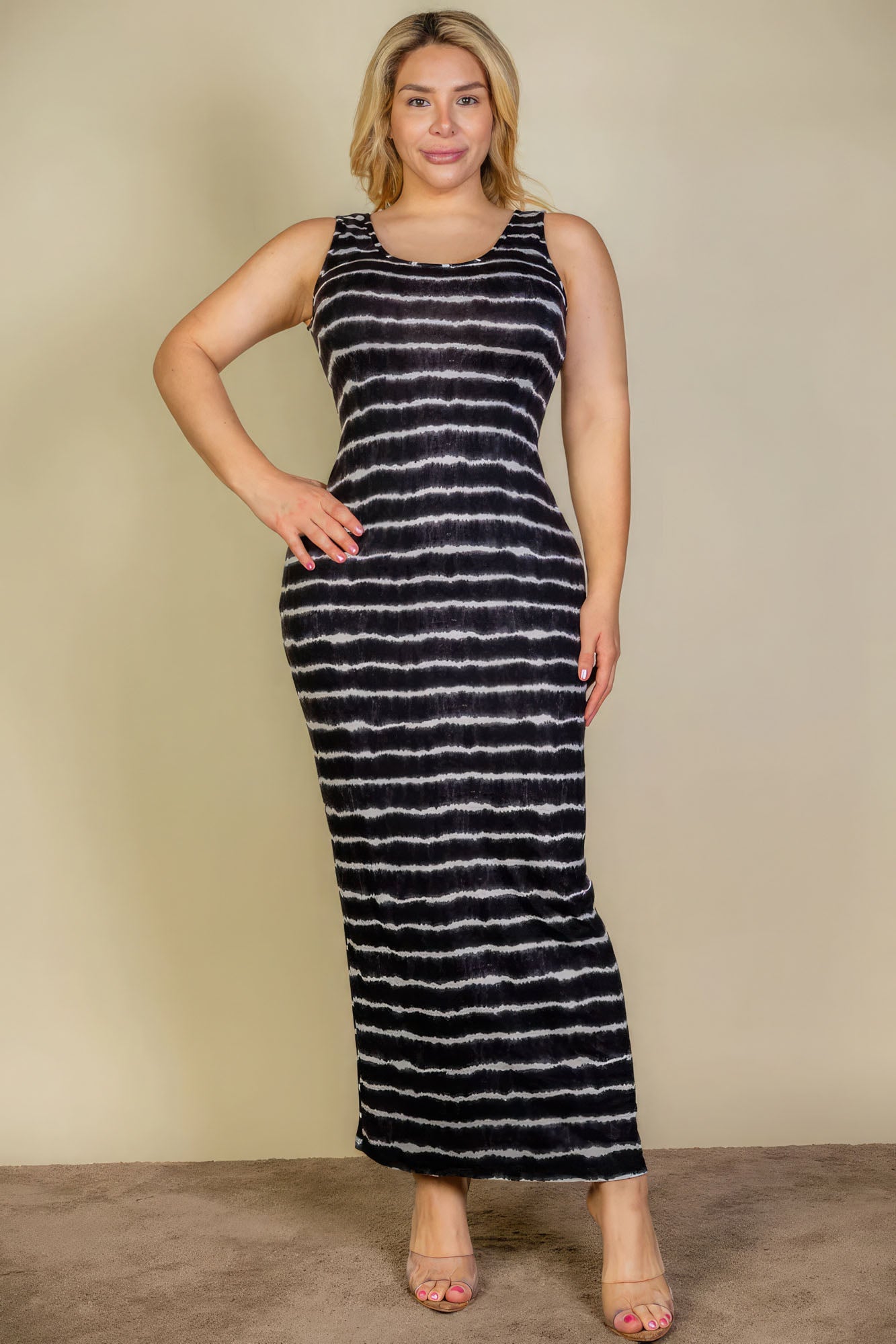 Plus Size Tie Dye Printed Tank Bodycon Maxi Dress - Flip Flop Dynasty