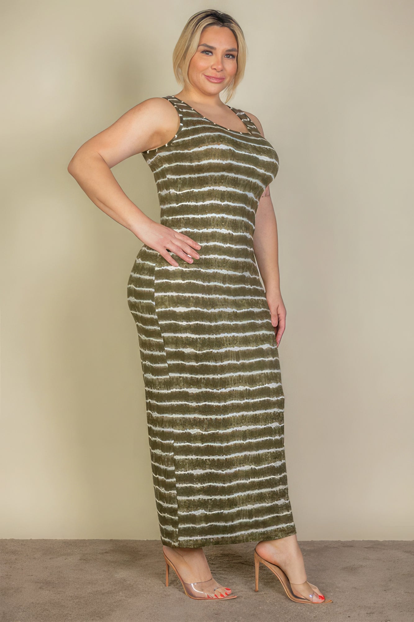 Plus Size Tie Dye Printed Tank Bodycon Maxi Dress - Flip Flop Dynasty