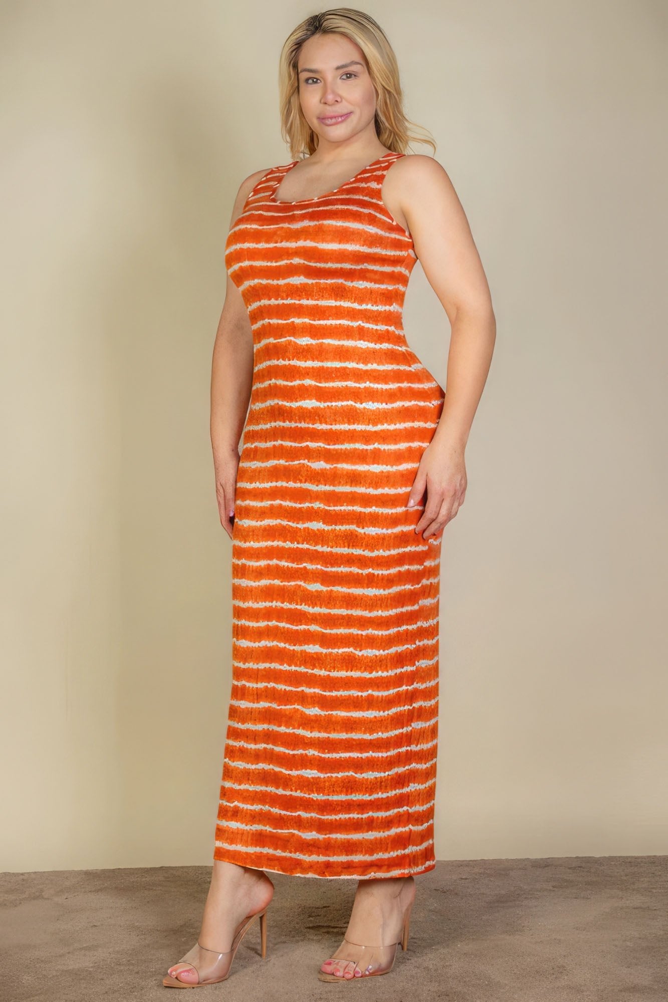 Plus Size Tie Dye Printed Tank Bodycon Maxi Dress - Flip Flop Dynasty