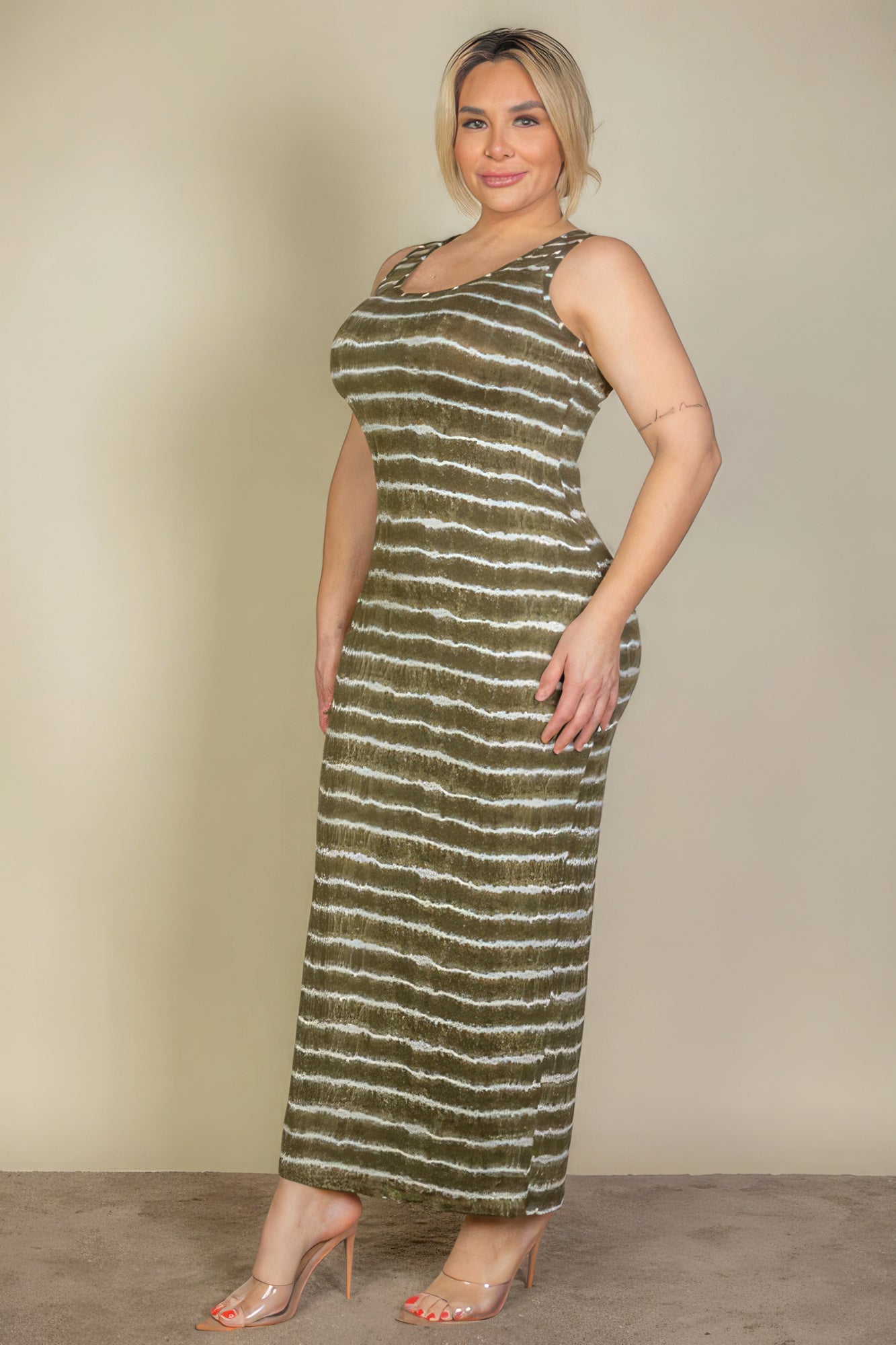 Plus Size Tie Dye Printed Tank Bodycon Maxi Dress - Flip Flop Dynasty
