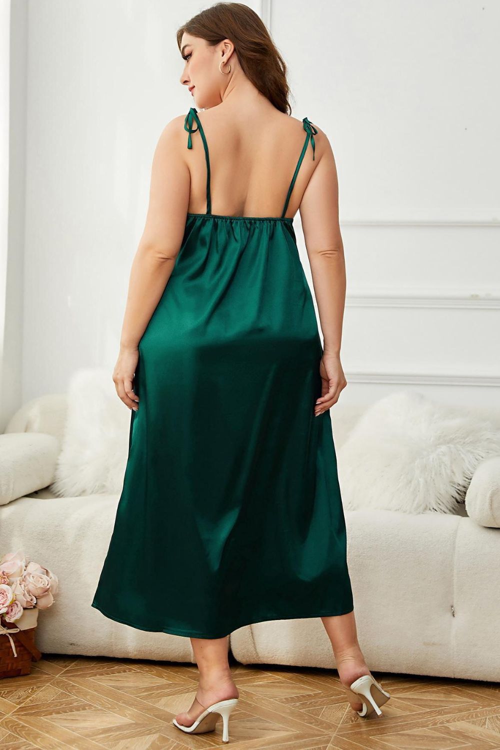 Plus Size Tie - Shoulder Midi Night Dress - Flip Flop Dynasty