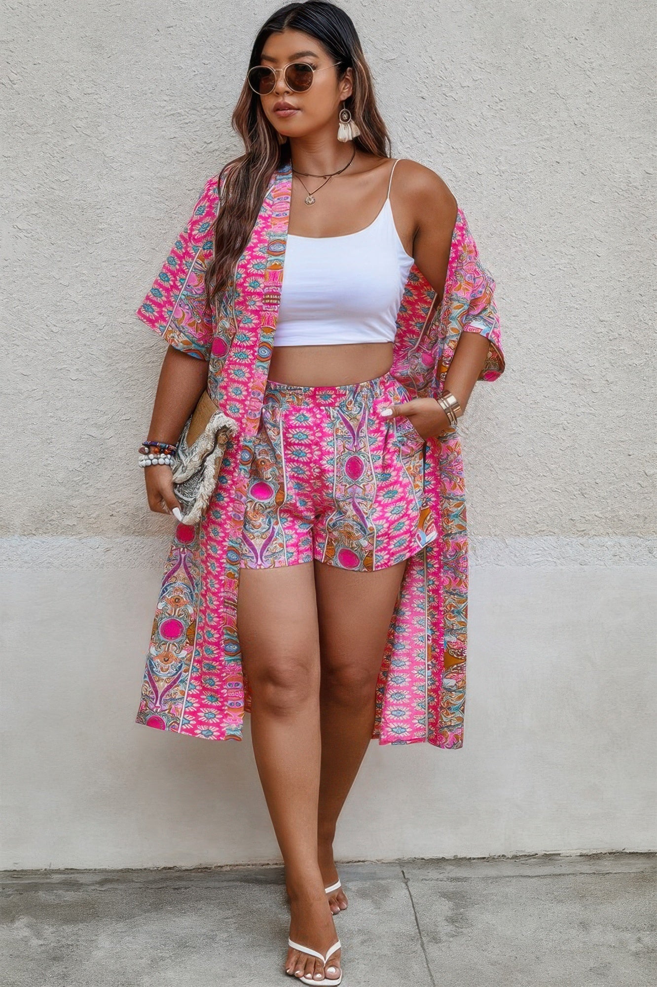 Plus Size Two Pieces Printed Elastic Waist Sets - Flip Flop Dynasty
