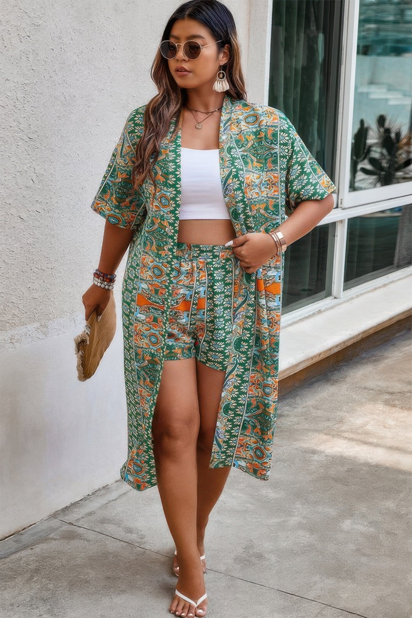 Plus Size Two Pieces Printed Elastic Waist Sets - Flip Flop Dynasty