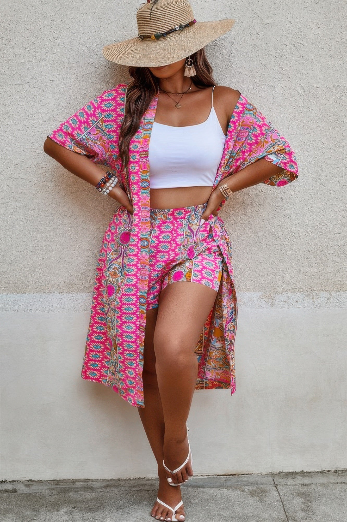 Plus Size Two Pieces Printed Elastic Waist Sets - Flip Flop Dynasty