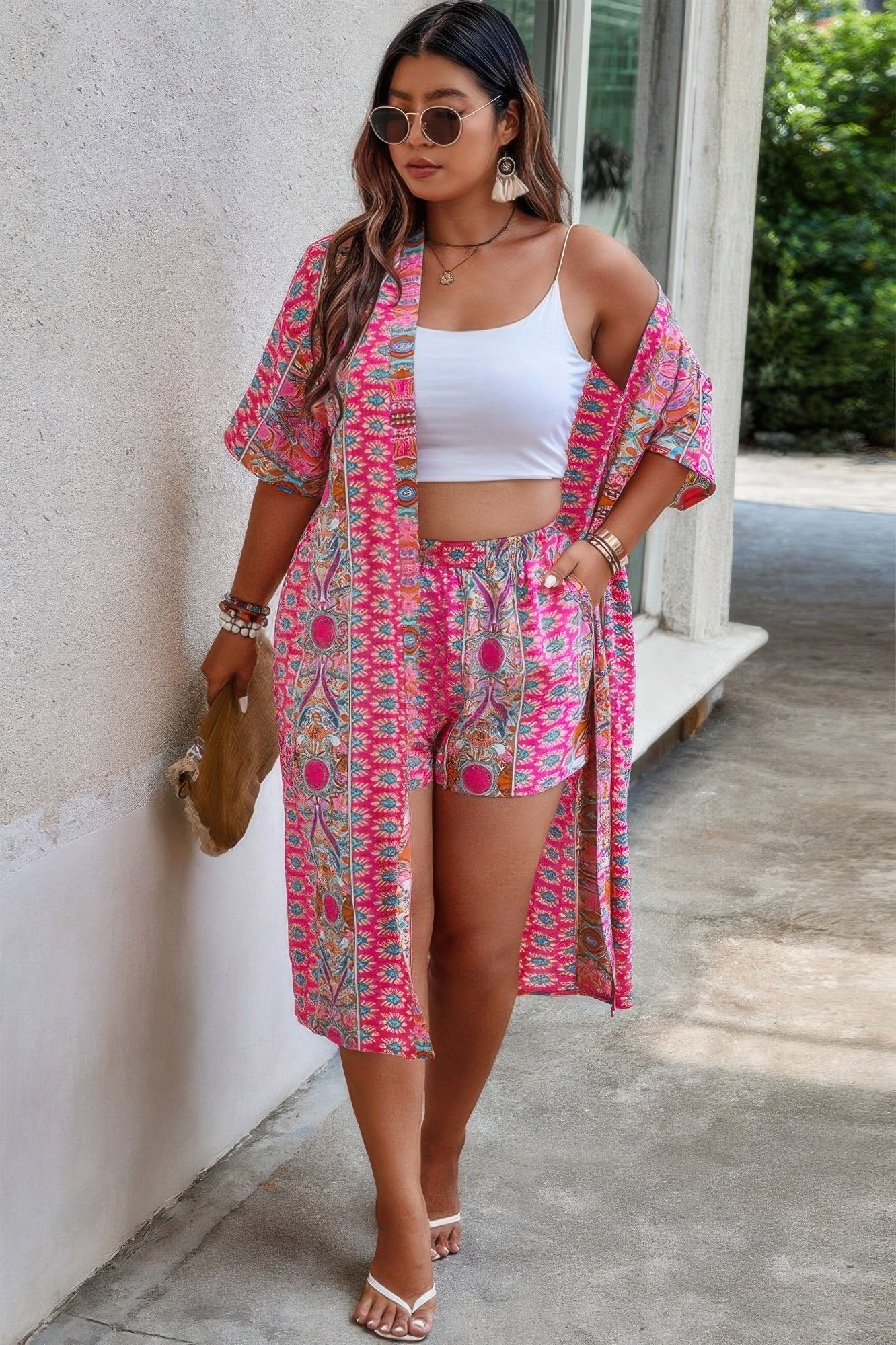 Plus Size Two Pieces Printed Elastic Waist Sets - Flip Flop Dynasty