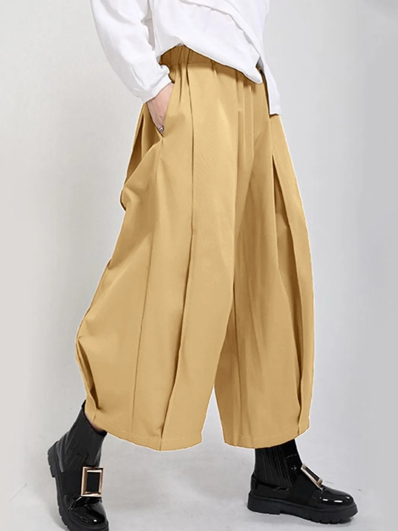 Plus Size Wide Leg Pleated Detail Cropped Pants - Flip Flop Dynasty