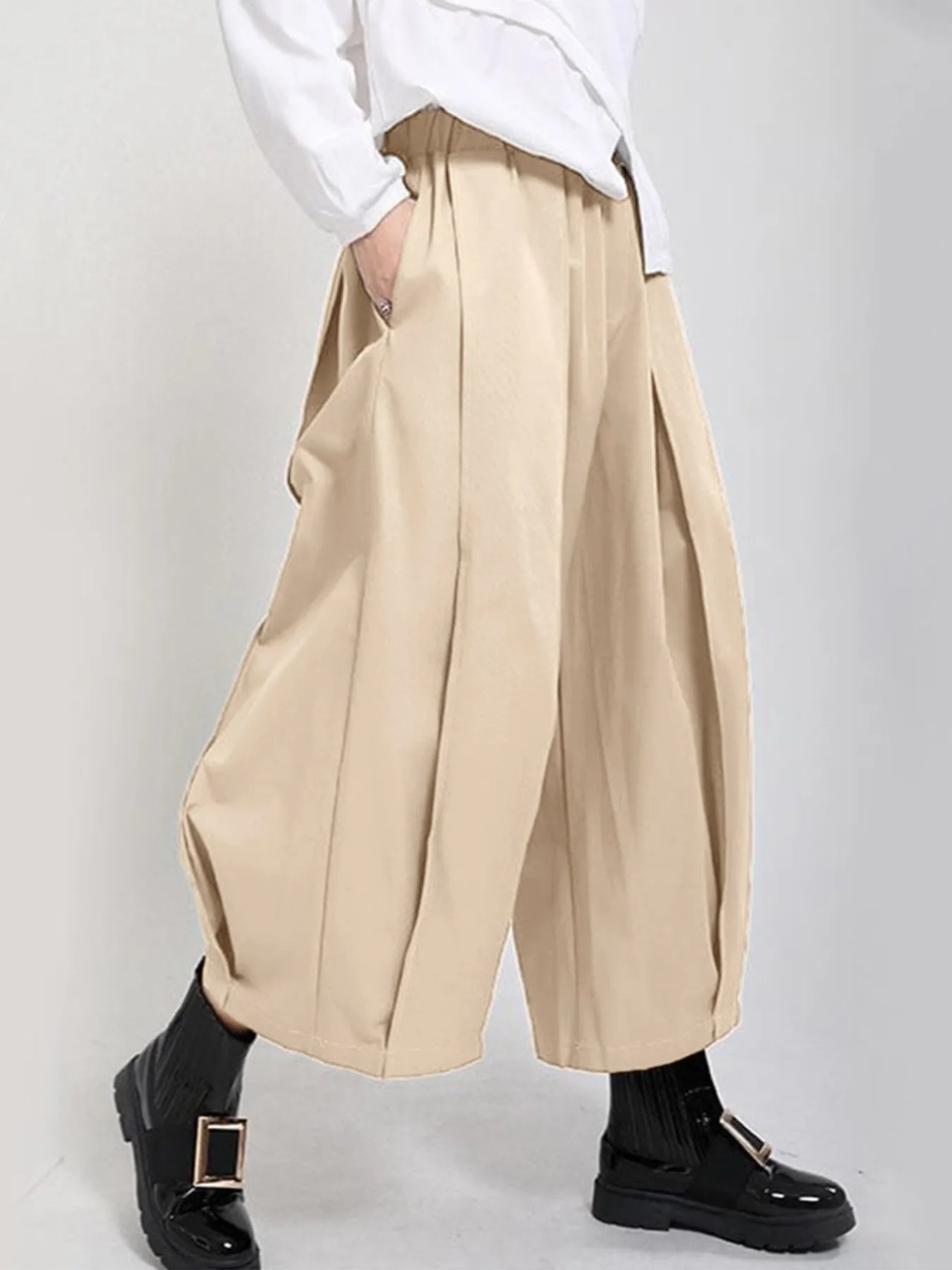 Plus Size Wide Leg Pleated Detail Cropped Pants - Flip Flop Dynasty