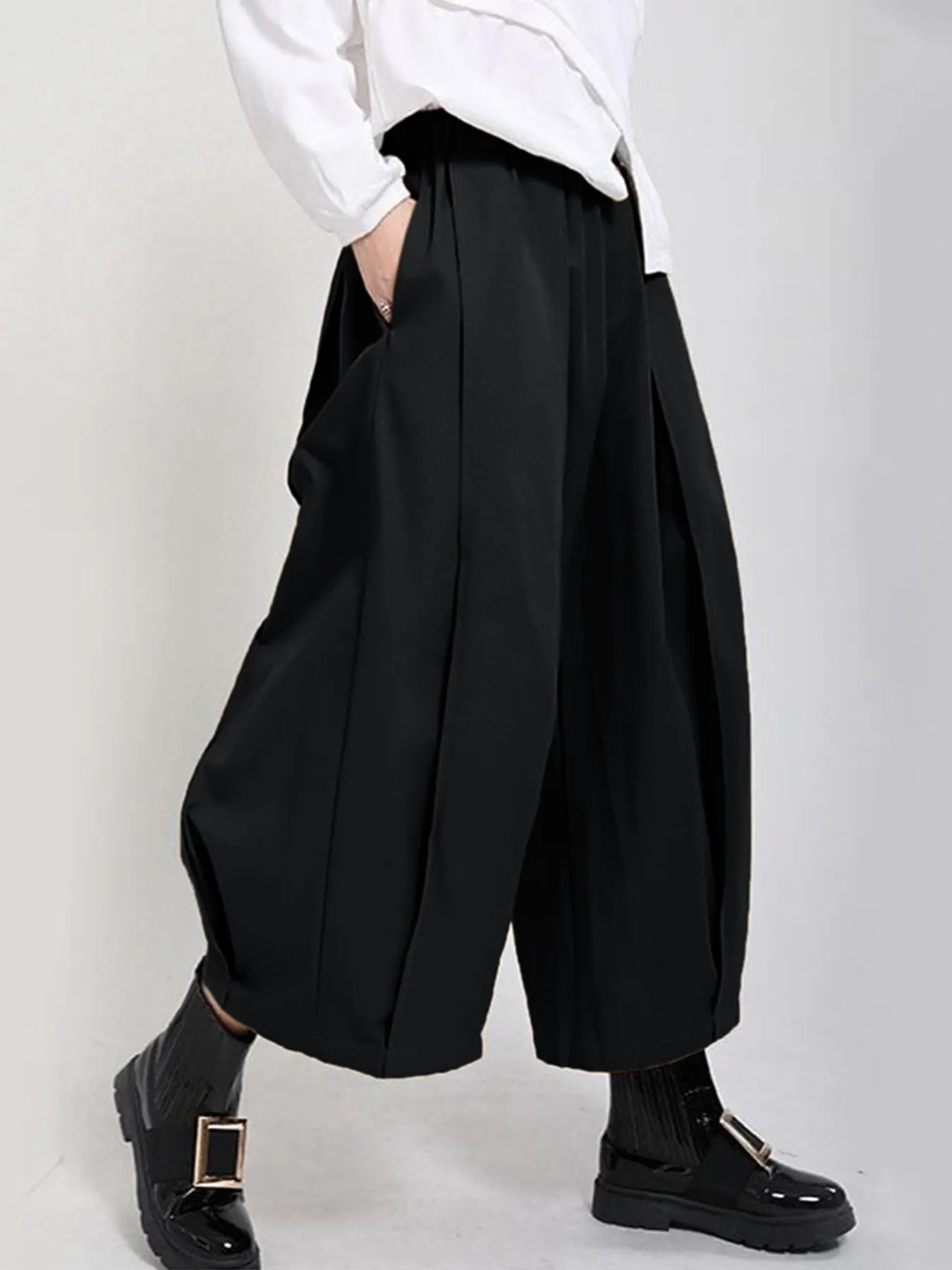 Plus Size Wide Leg Pleated Detail Cropped Pants - Flip Flop Dynasty
