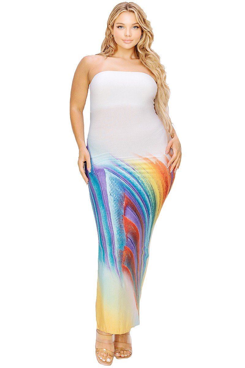 Plus sleeveless color gradient tube top maxi dress - Flip Flop Dynasty