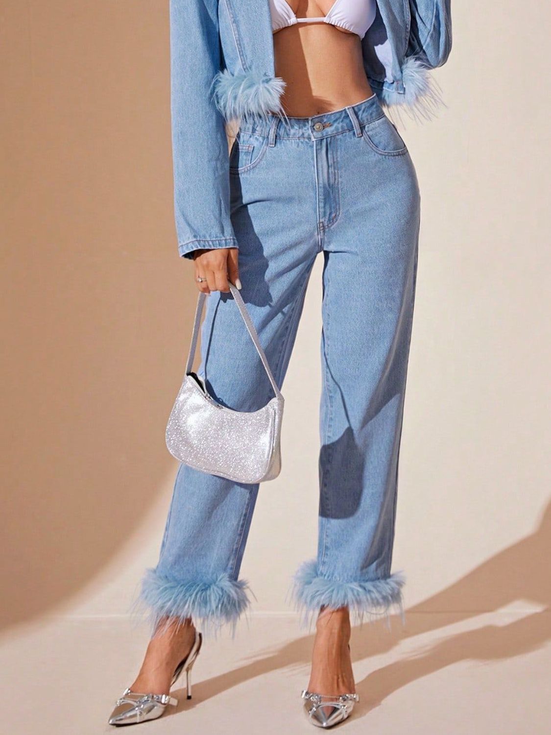 Plush Hem High Rise Straight Jeans - Flip Flop Dynasty