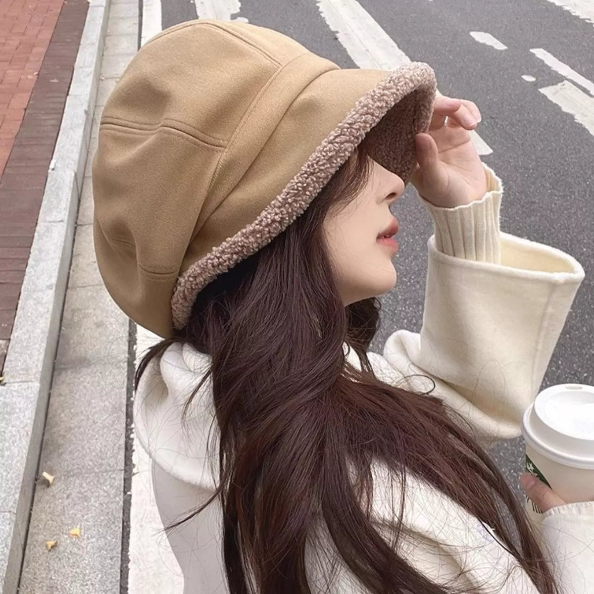 Plush Trim Baker Boy Hat - Flip Flop Dynasty