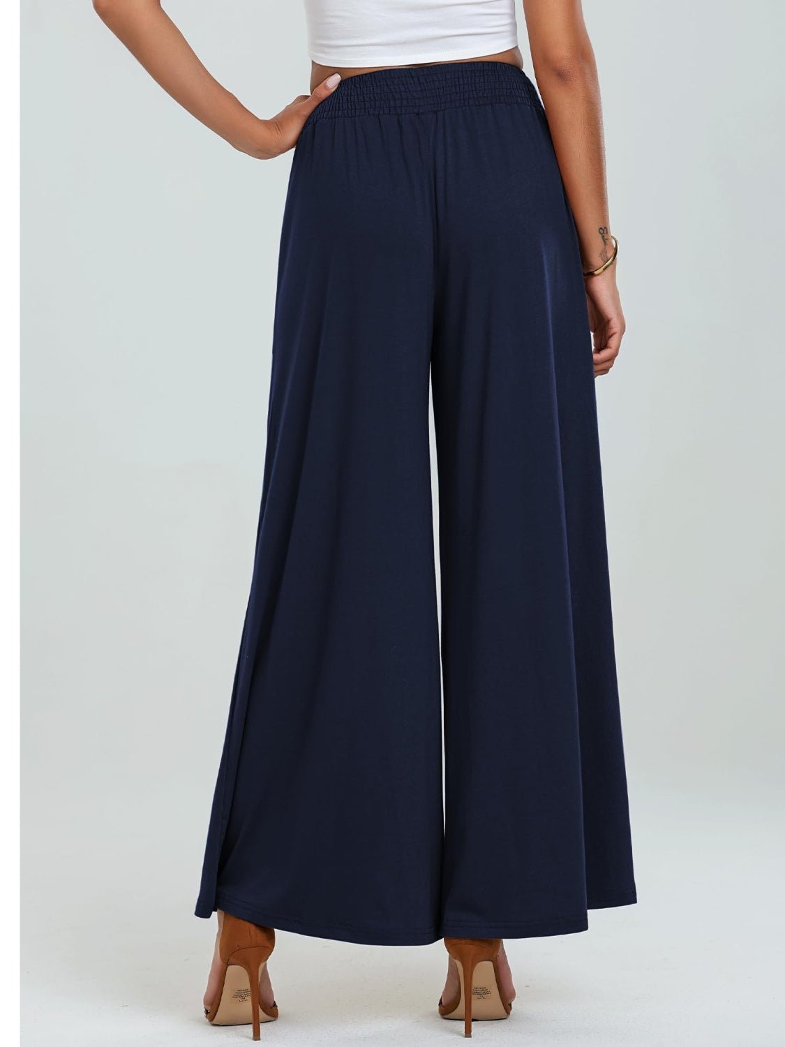 Pocketed Elastic Waist Wide Leg Pants - Flip Flop Dynasty