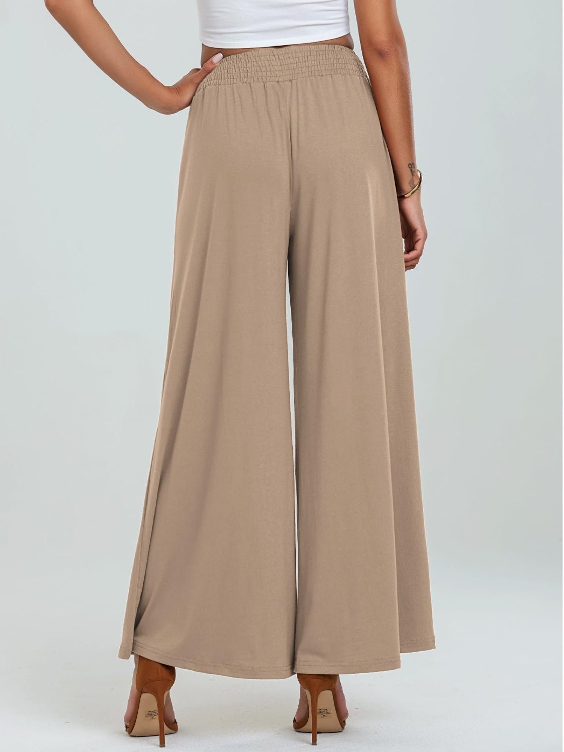 Pocketed Elastic Waist Wide Leg Pants - Flip Flop Dynasty