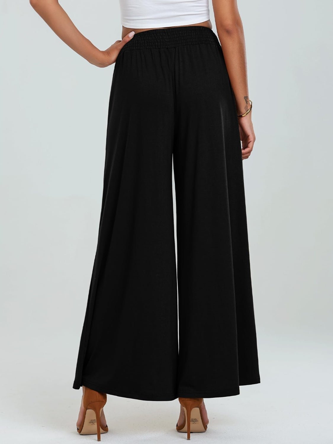 Pocketed Elastic Waist Wide Leg Pants - Flip Flop Dynasty