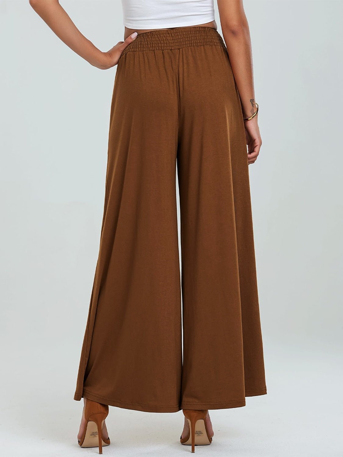 Pocketed Elastic Waist Wide Leg Pants - Flip Flop Dynasty