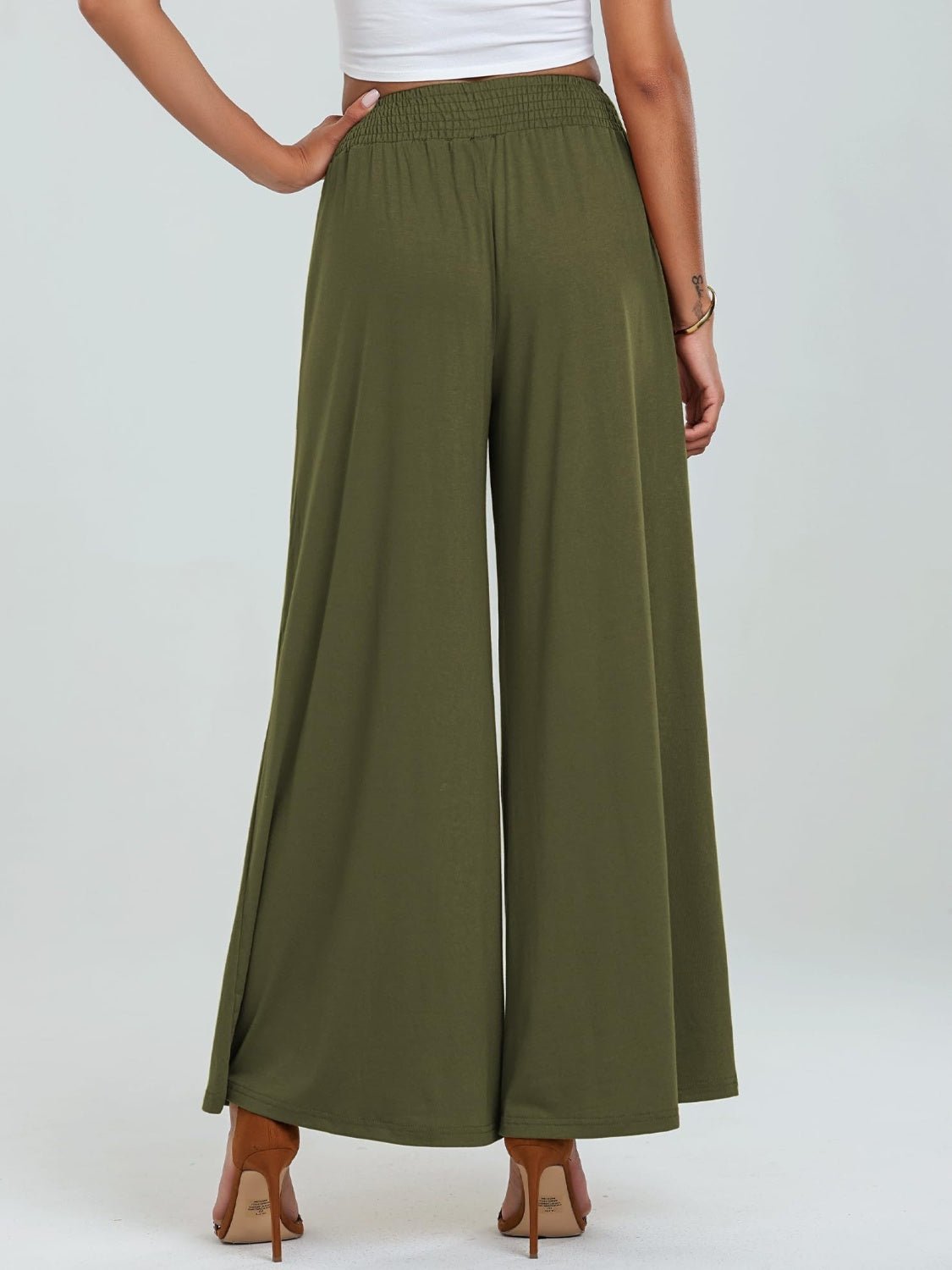 Pocketed Elastic Waist Wide Leg Pants - Flip Flop Dynasty