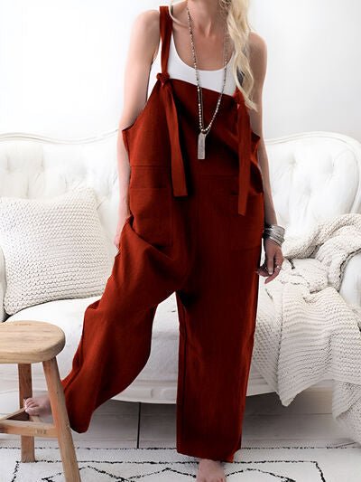 Pocketed Wide Strap Overalls - Flip Flop Dynasty
