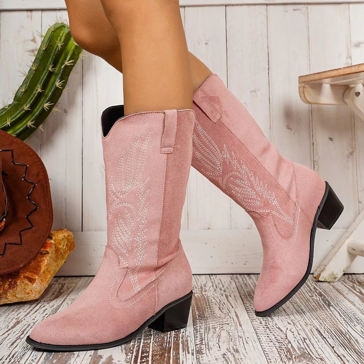Point Toe Block Heels Boots - Flip Flop Dynasty