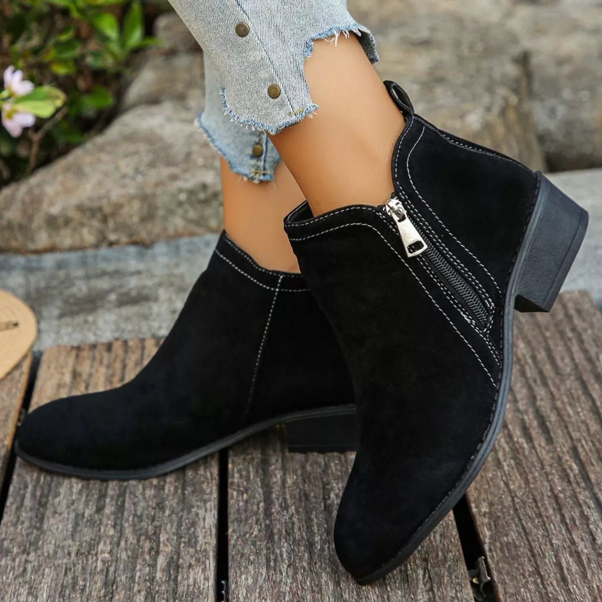 Point Toe Block Heels Boots - Flip Flop Dynasty