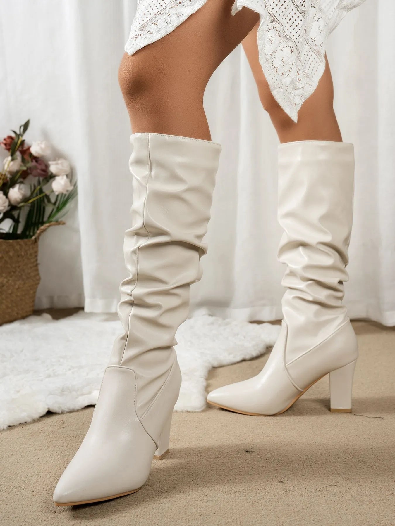 Point Toe Block Heels Boots - Flip Flop Dynasty