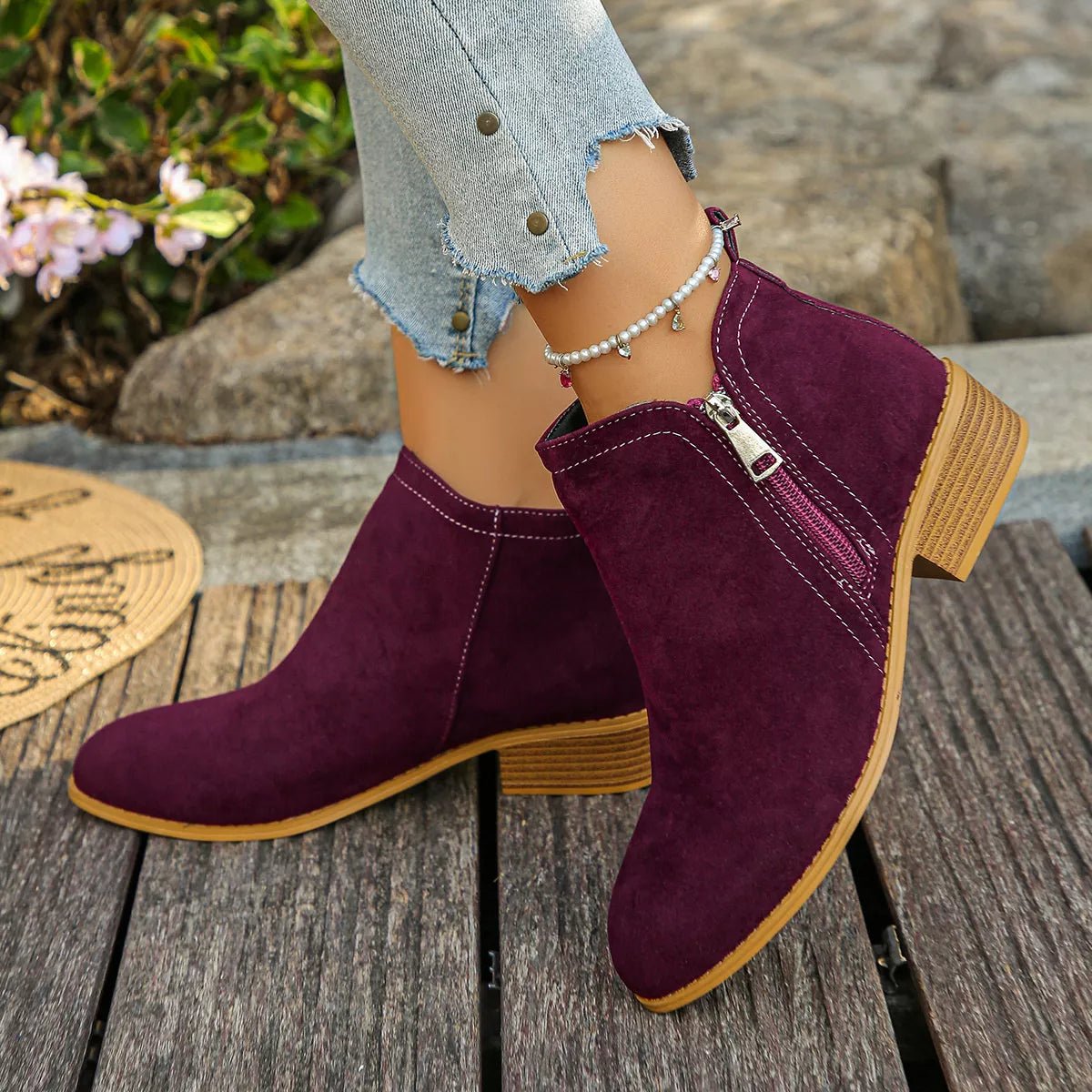 Point Toe Block Heels Boots - Flip Flop Dynasty