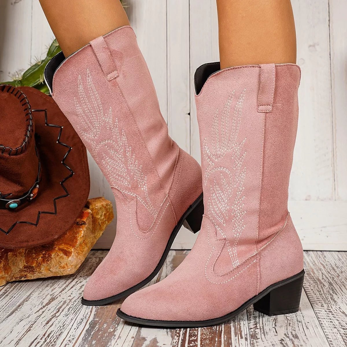 Point Toe Block Heels Boots - Flip Flop Dynasty