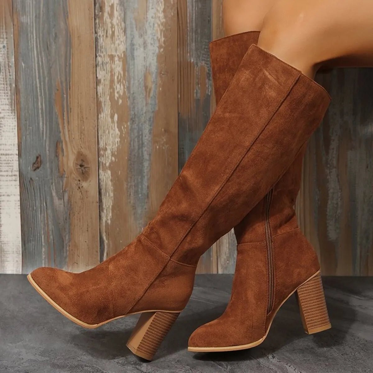 Point Toe Block Heels Boots - Flip Flop Dynasty