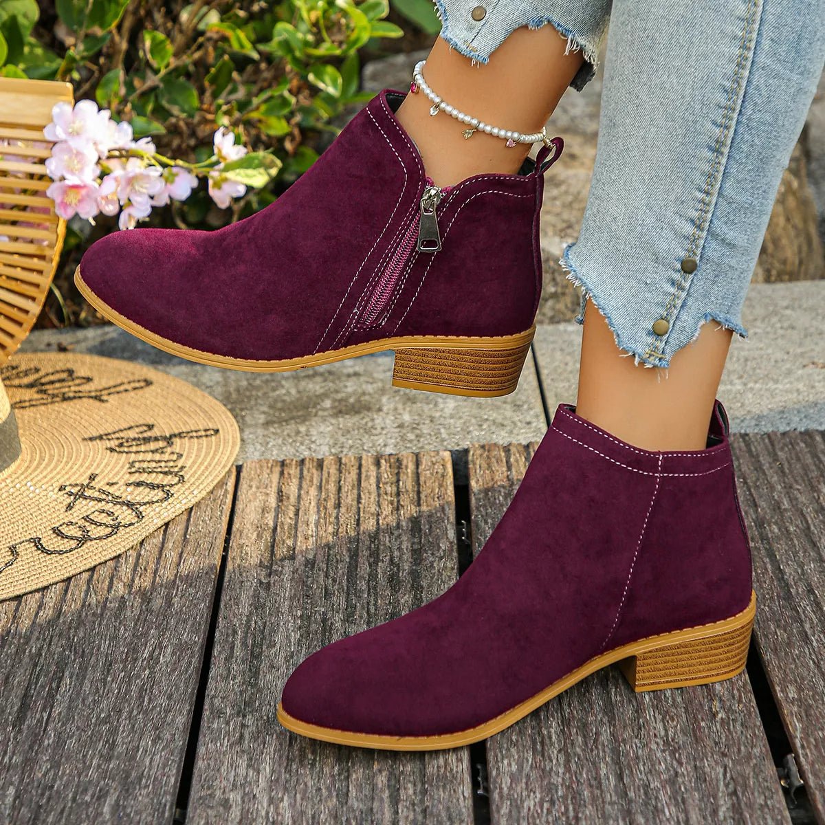 Point Toe Block Heels Boots - Flip Flop Dynasty