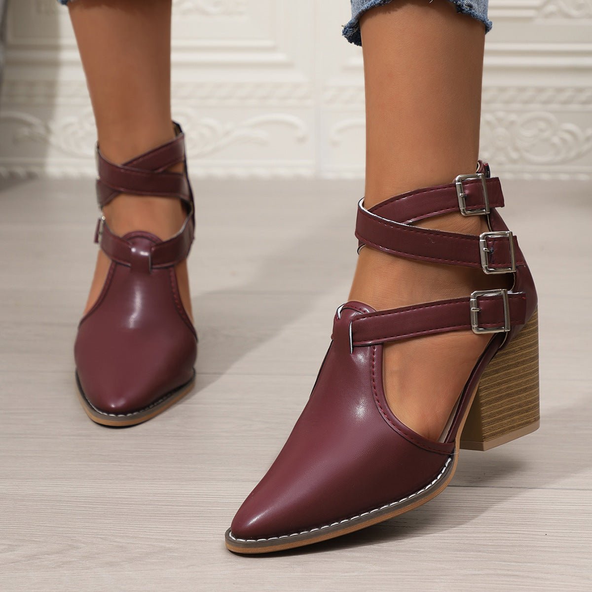 Point Toe Block Heels Pumps - Flip Flop Dynasty