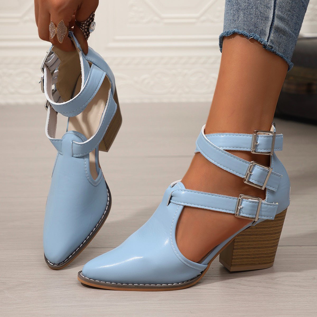 Point Toe Block Heels Pumps - Flip Flop Dynasty