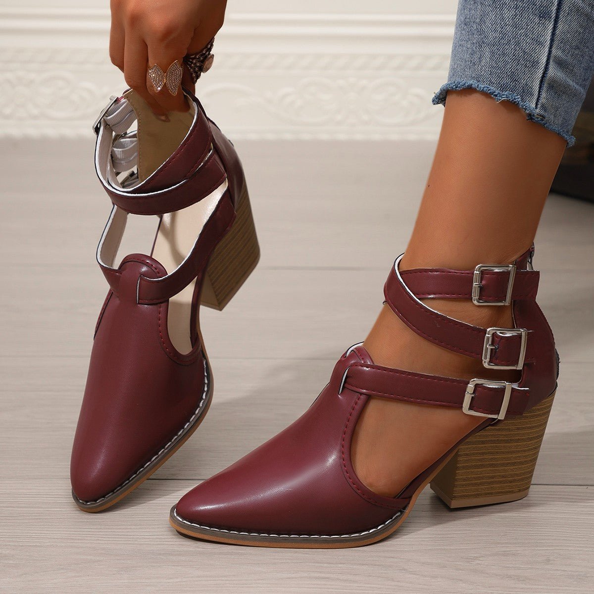 Point Toe Block Heels Pumps - Flip Flop Dynasty