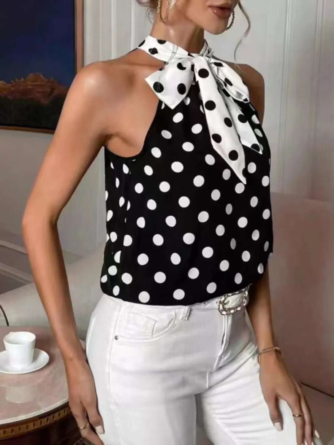 Polka Dot Tie Front Cami - Flip Flop Dynasty