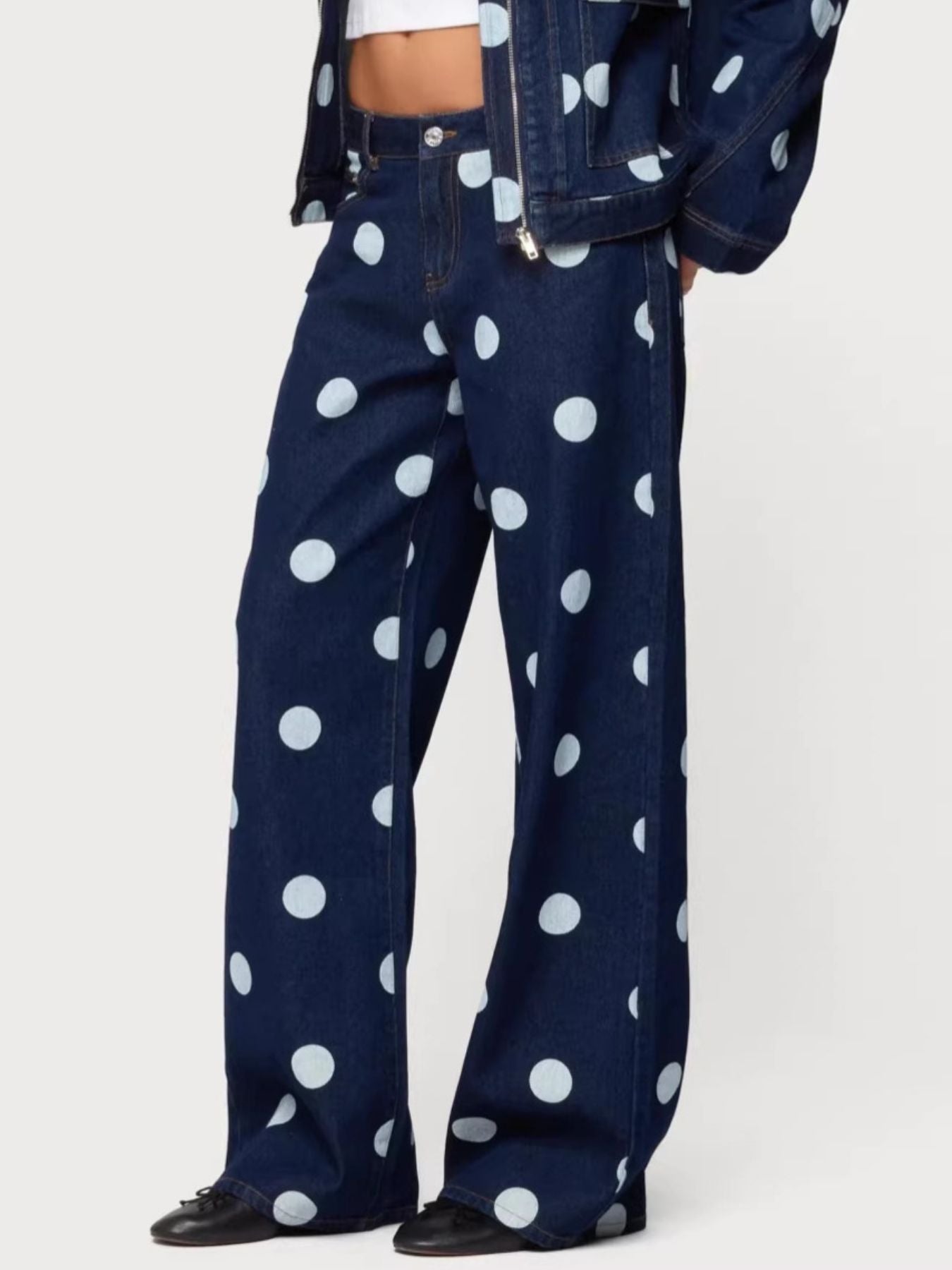Polka Dot Wide Leg Jeans - Flip Flop Dynasty