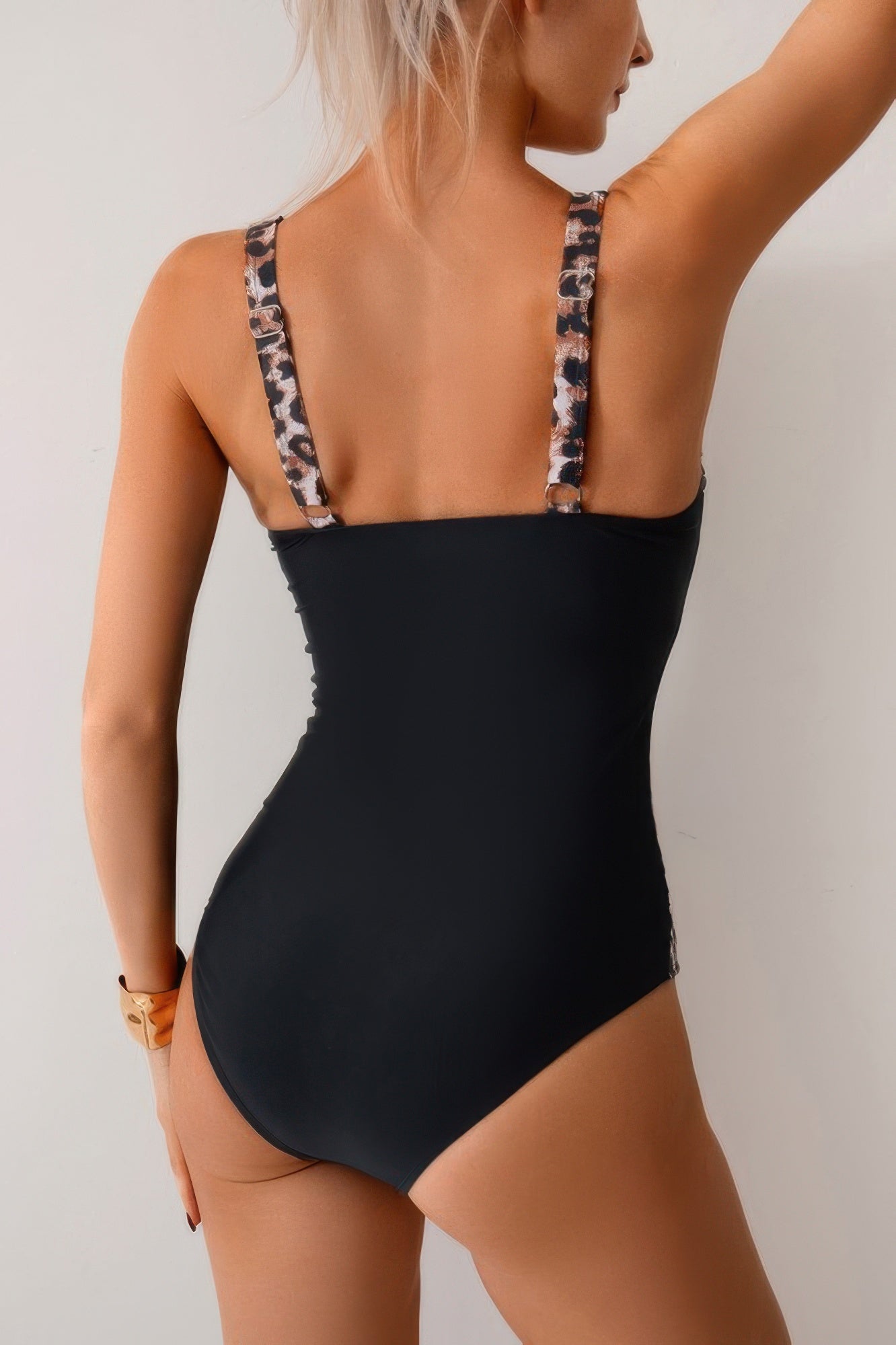 Print Colorblock Spliced Halter One Piece Swimsuit - Flip Flop Dynasty