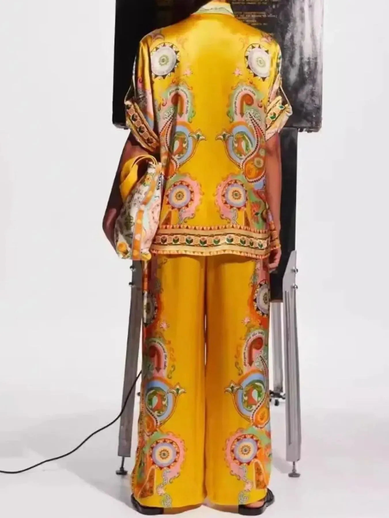 Printed Button Up Shirt and Pants Set - Flip Flop Dynasty