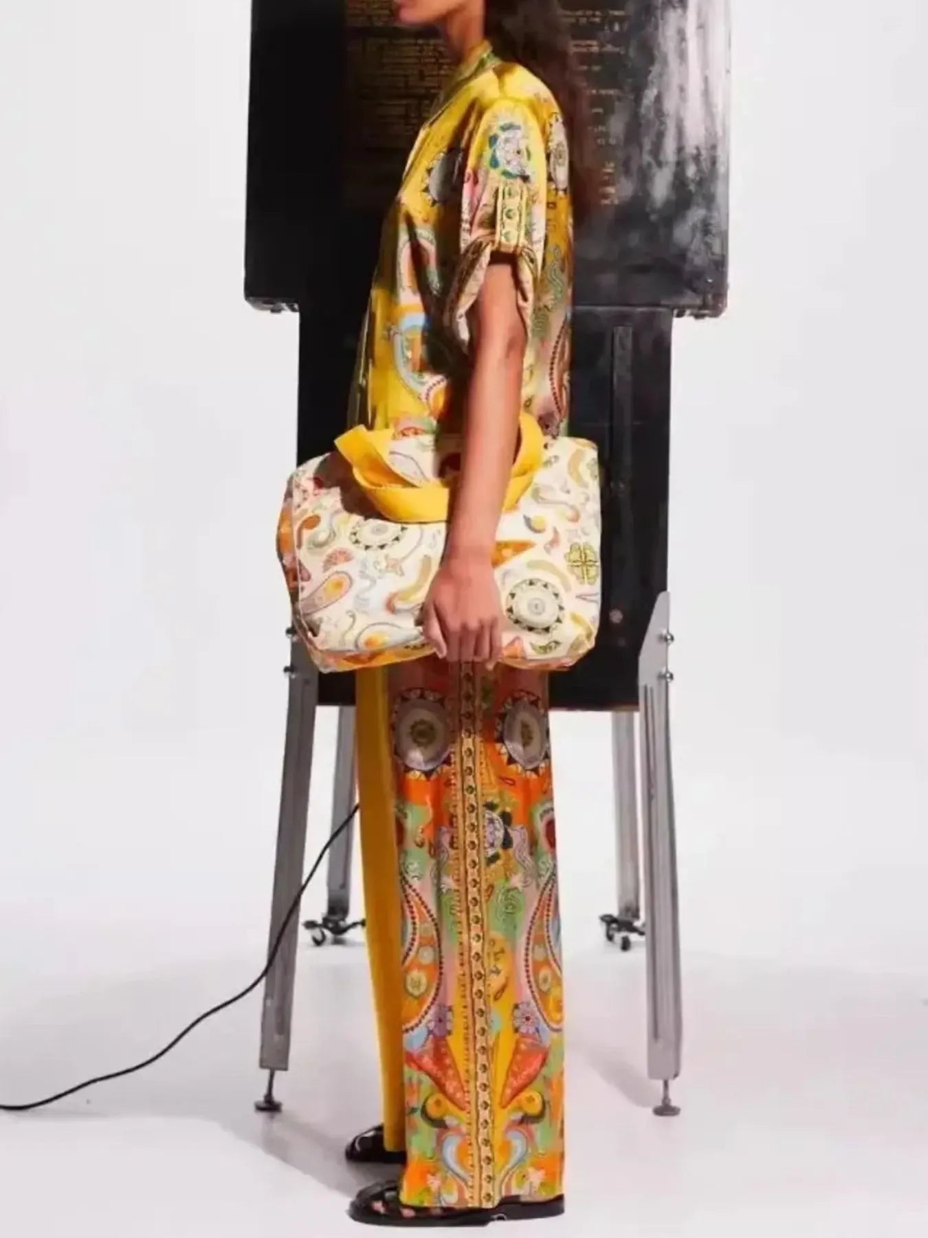 Printed Button Up Shirt and Pants Set - Flip Flop Dynasty