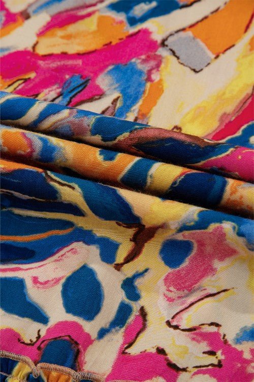 Printed Flare Sleeve Ruffled Hem Dress - Flip Flop Dynasty