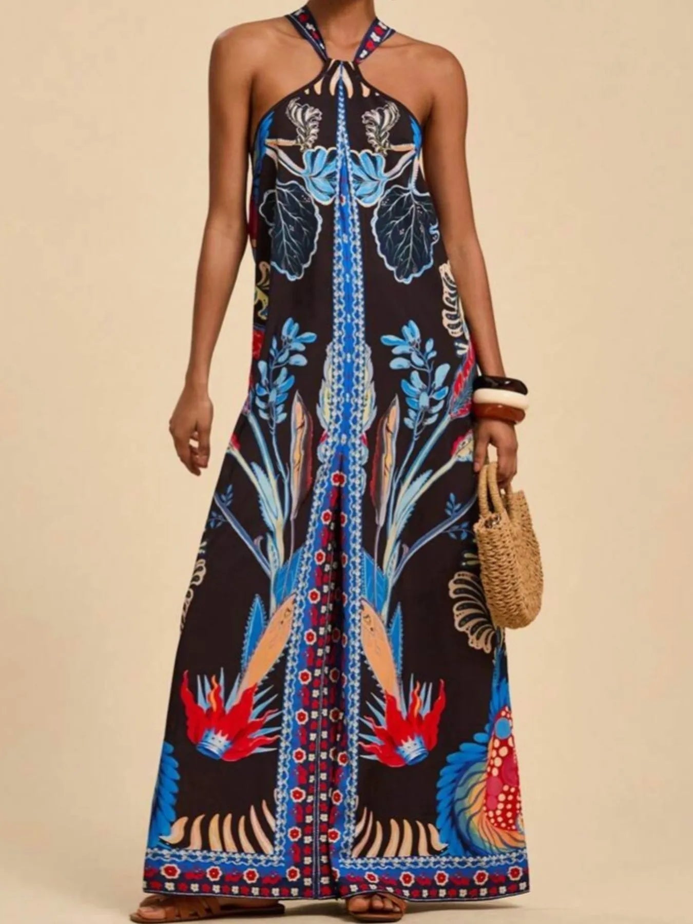 Printed Halter Wide - Leg Jumpsuit - Flip Flop Dynasty