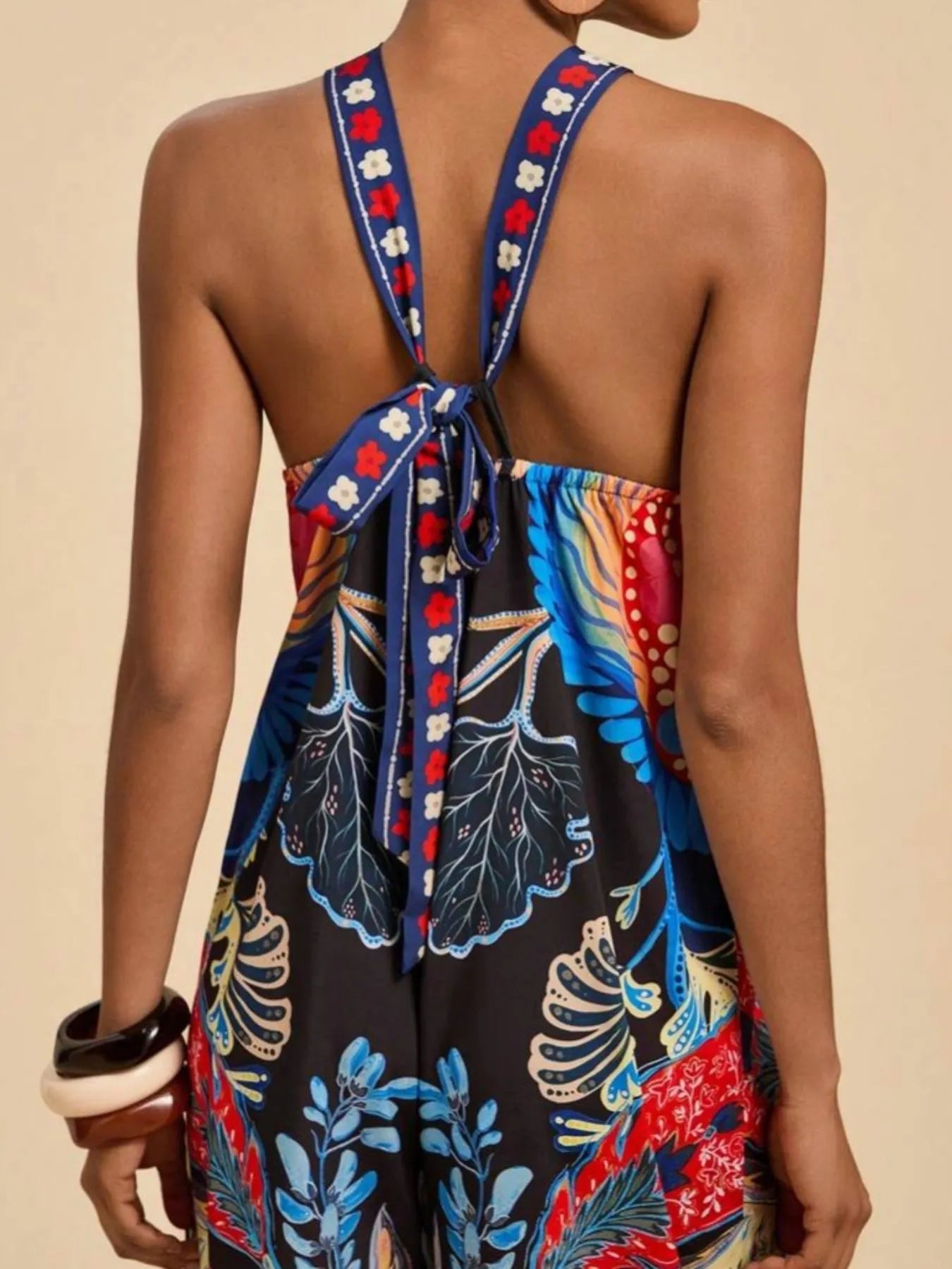 Printed Halter Wide - Leg Jumpsuit - Flip Flop Dynasty