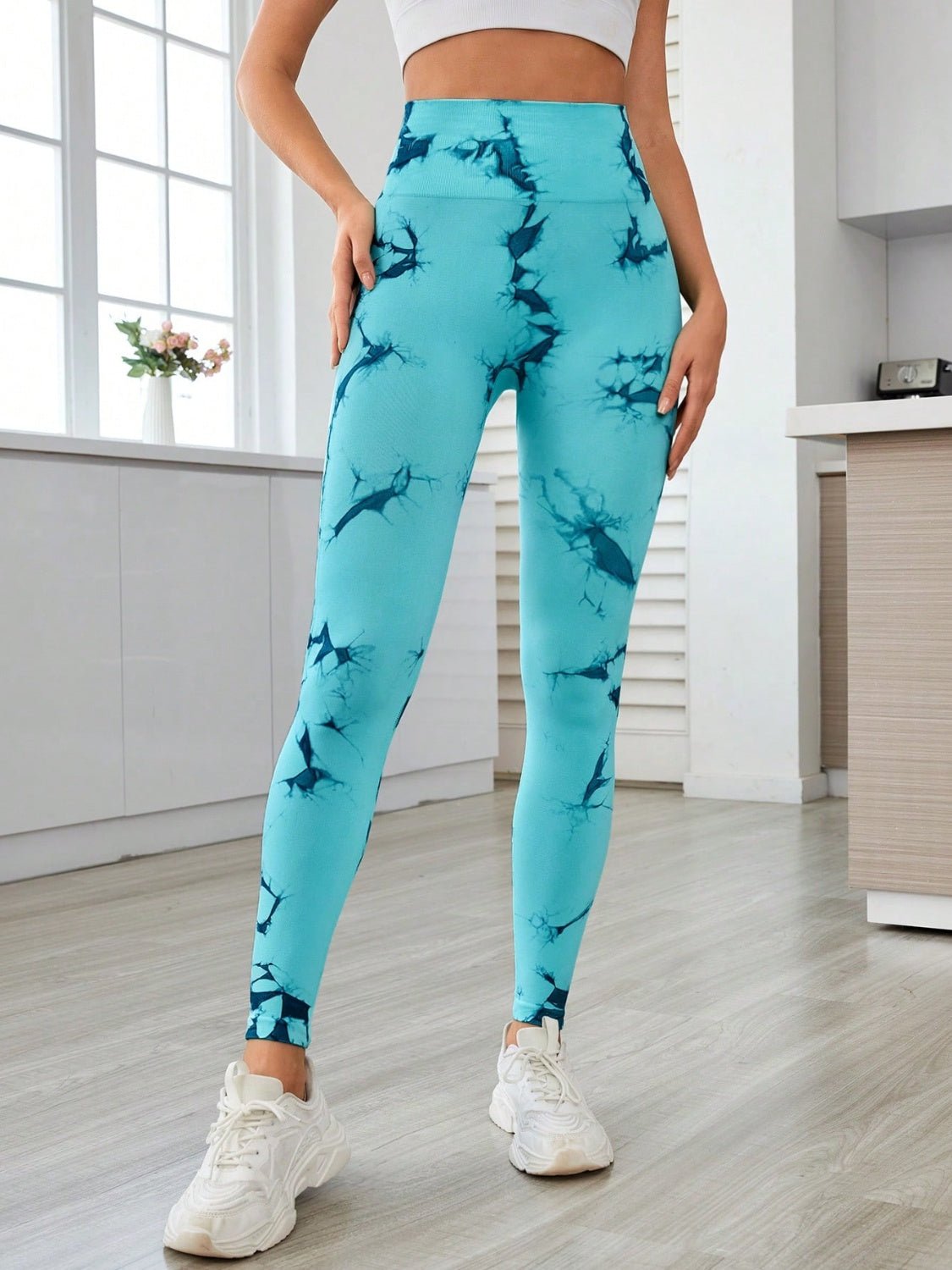 Printed High Waist Active Leggings - Flip Flop Dynasty