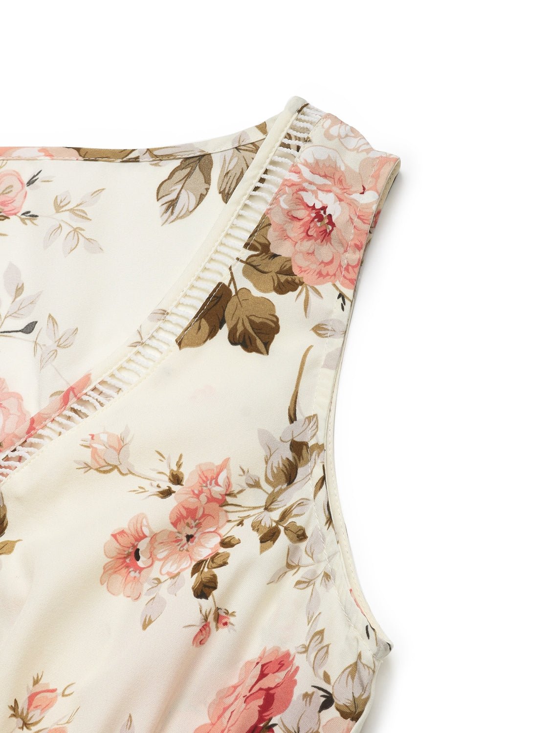 Printed Ruffled Hem V - Neck Sleeveless Dress - Flip Flop Dynasty