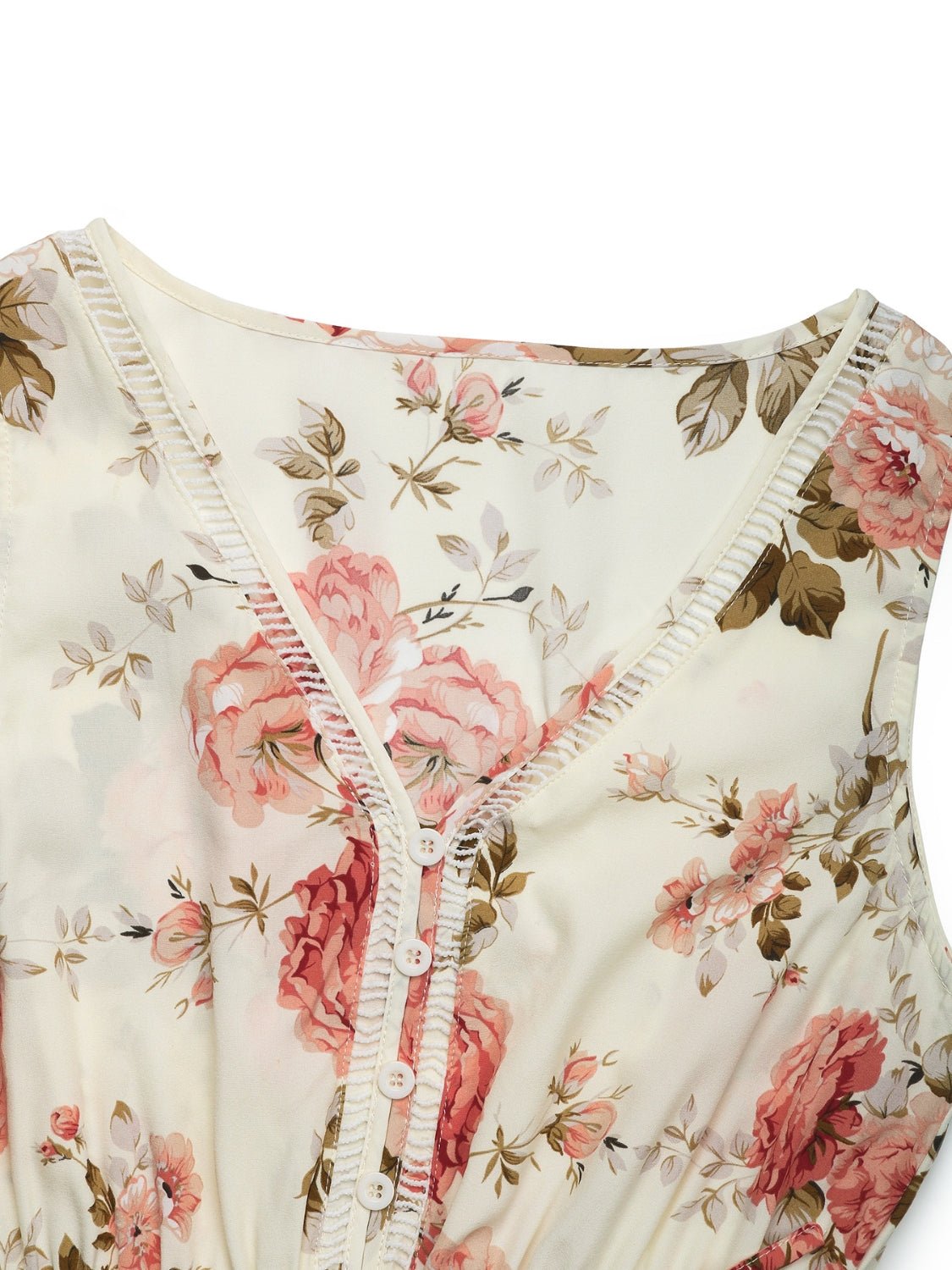 Printed Ruffled Hem V - Neck Sleeveless Dress - Flip Flop Dynasty