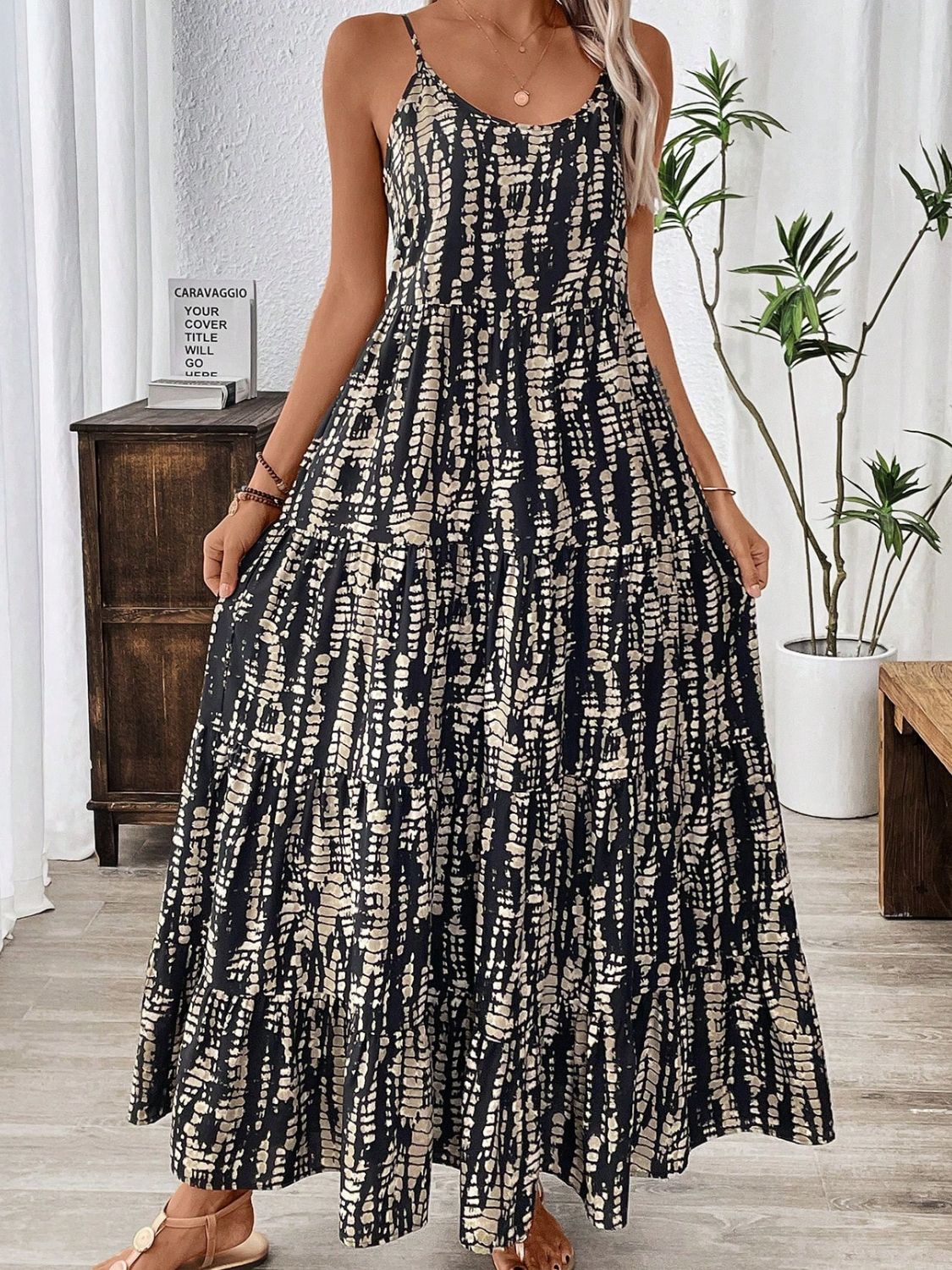 Printed Scoop Neck Maxi Cami Dress - Flip Flop Dynasty