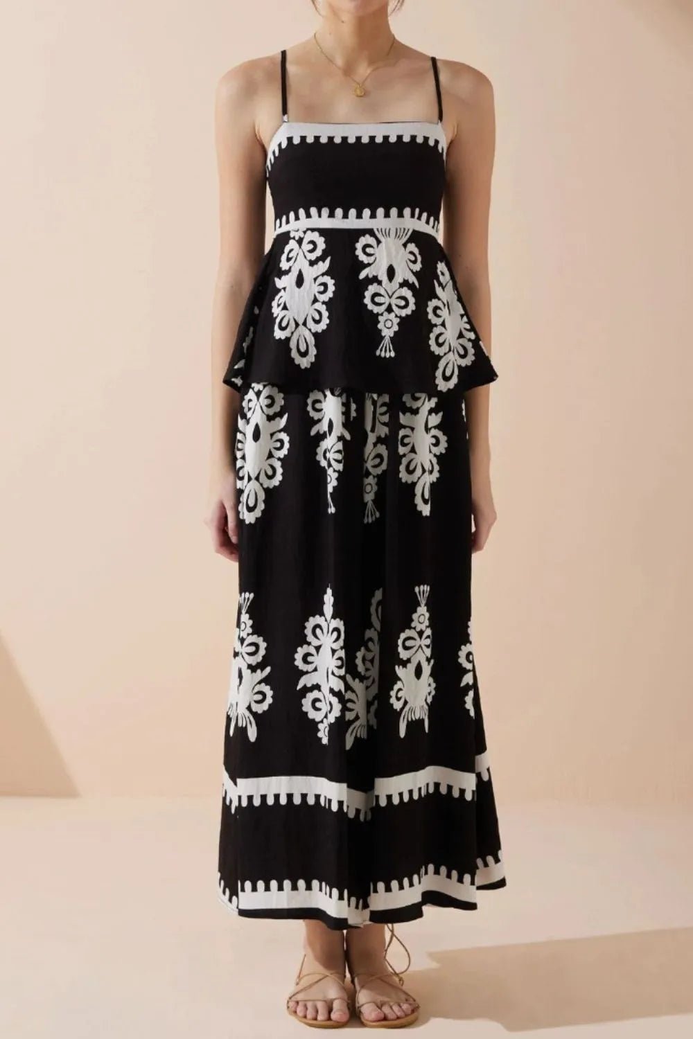 Printed Square Neck Cami and Wide Leg Pants Set - Flip Flop Dynasty