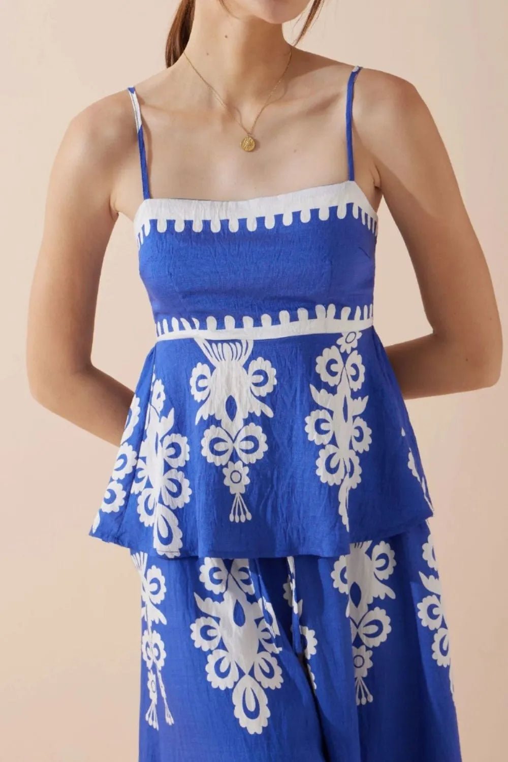Printed Square Neck Cami and Wide Leg Pants Set - Flip Flop Dynasty