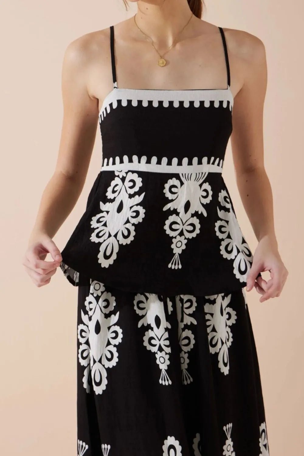 Printed Square Neck Cami and Wide Leg Pants Set - Flip Flop Dynasty